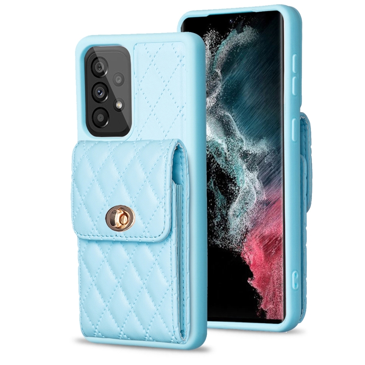 

For Samsung Galaxy A53 5G Vertical Wallet Rhombic Leather Phone Case(Blue)