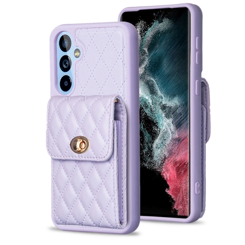 

For Samsung Galaxy A54 5G Vertical Wallet Rhombic Leather Phone Case(Purple)