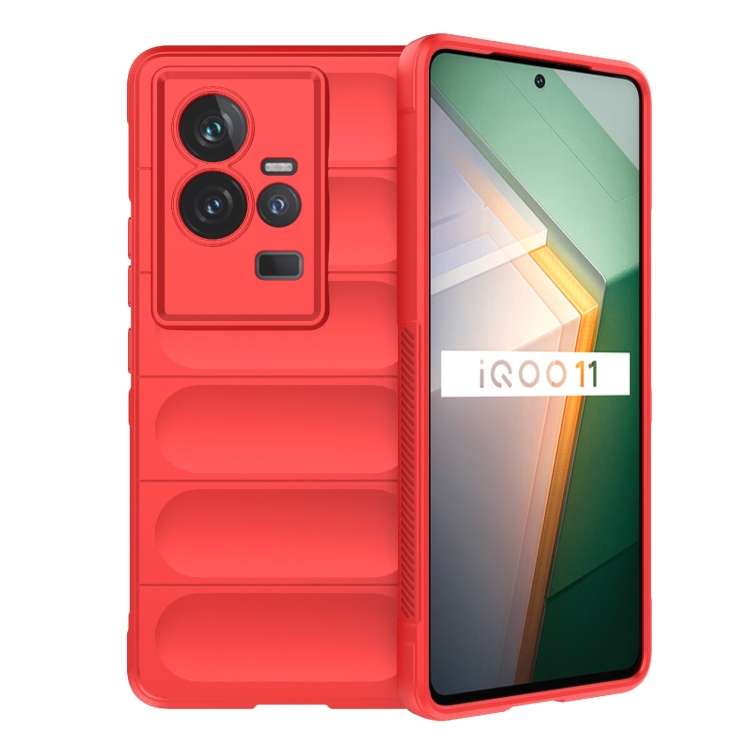 

For vivo iQOO 11 5G Magic Shield TPU + Flannel Phone Case(Red)