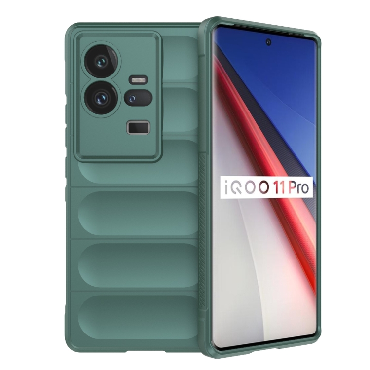 

For vivo iQOO 11 Pro 5G Magic Shield TPU + Flannel Phone Case(Dark Green)