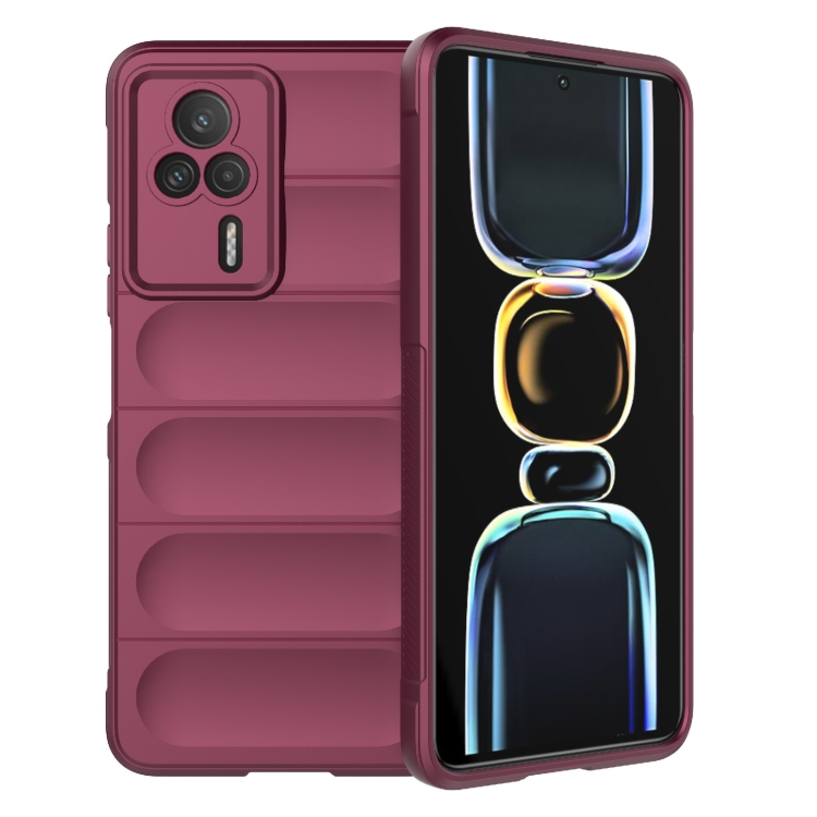 

For Xiaomi Redmi K60E 5G Magic Shield TPU + Flannel Phone Case(Wine Red)