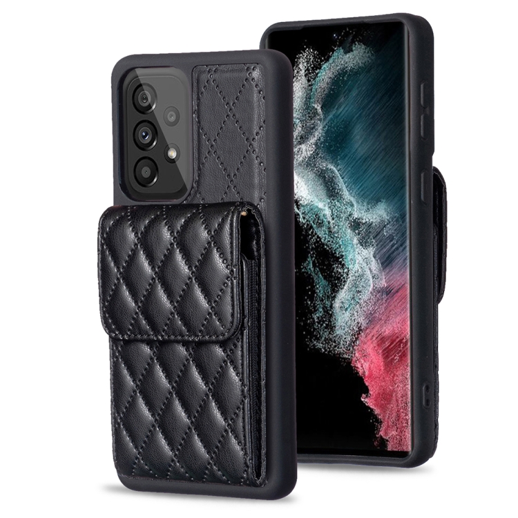 

For Samsung Galaxy A53 5G Vertical Wallet Rhombic Leather Phone Case(Black)