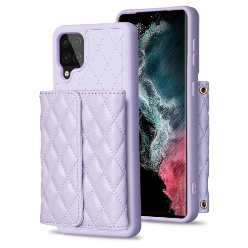 

For Samsung Galaxy A12 Horizontal Wallet Rhombic Leather Phone Case(Purple)