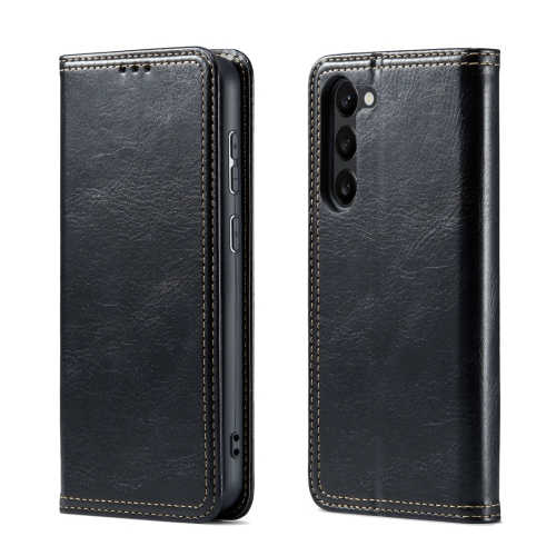 

For Samsung Galaxy S23+ 5G FIERRE SHANN Vintage Bark Texture Wallet Leather Phone Case(Black)