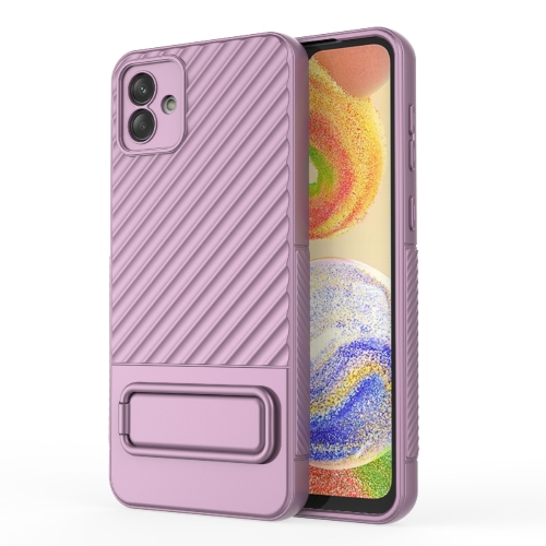 

For Samsung Galaxy A04 4G Wavy Texture TPU Phone Case with Lens Film(Purple)