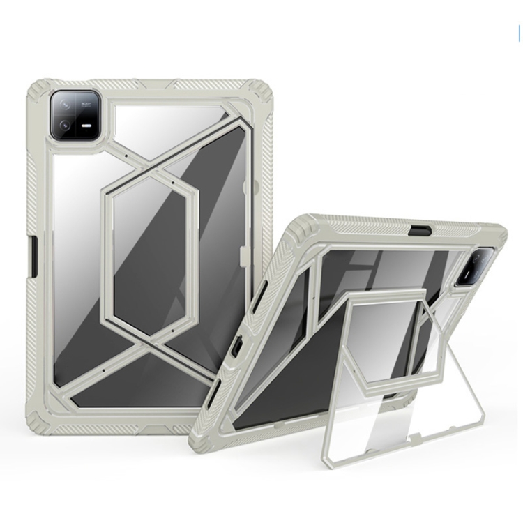 

For Xiaomi Pad 6 / 6 Pro Magnetic Clear PC Shockproof TPU Tablet Case(Grey)