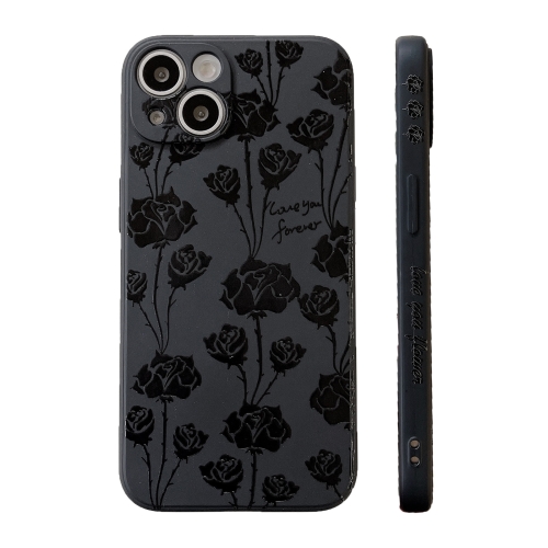 

For iPhone 14 Pro Max Side Pattern Magic TPU Phone Case(Black Rose)