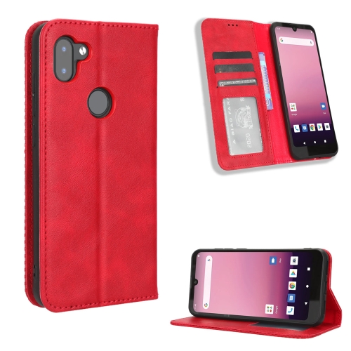 

For Orbic Q10 4G Magnetic Buckle Retro Texture Leather Phone Case(Red)