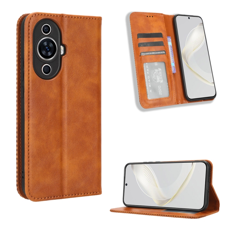 

For Huawei nova 11 Pro Magnetic Buckle Retro Texture Leather Phone Case(Brown)