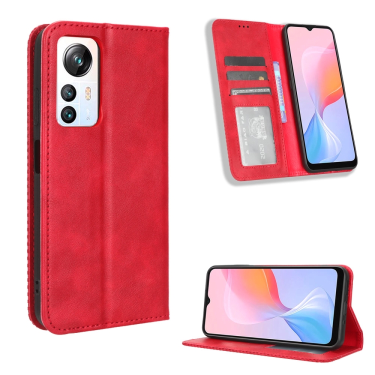 

For Blackview A85 Magnetic Buckle Retro Texture Leather Phone Case(Red)