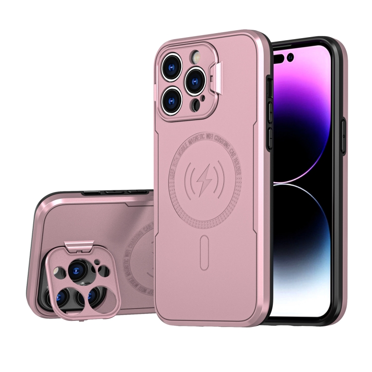 

For iPhone 14 Pro MagSafe Magnetic Invisible Camera Holder Phone Case (Rose Gold)