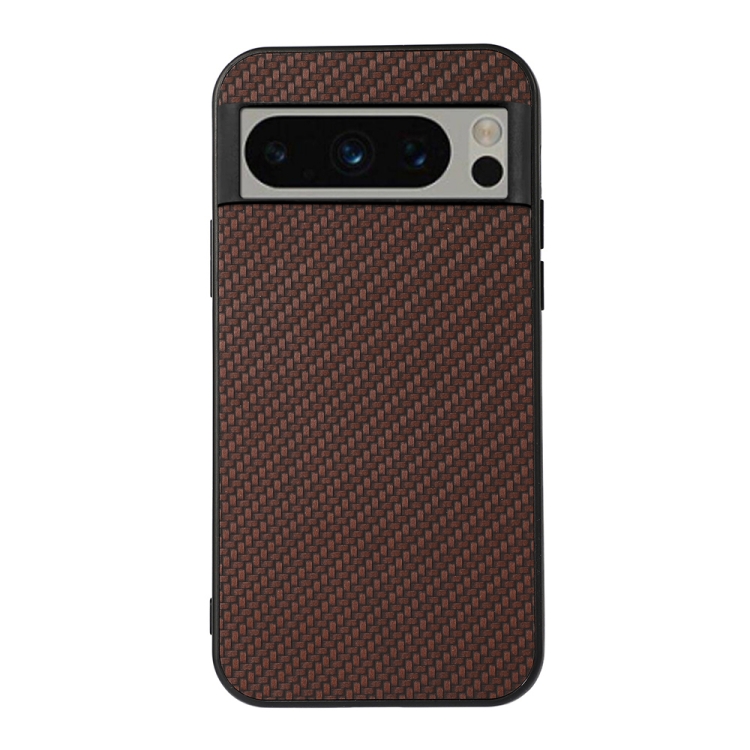 

For Google Pixel 8 Pro Carbon Fiber Texture PU Phone Case(Brown)