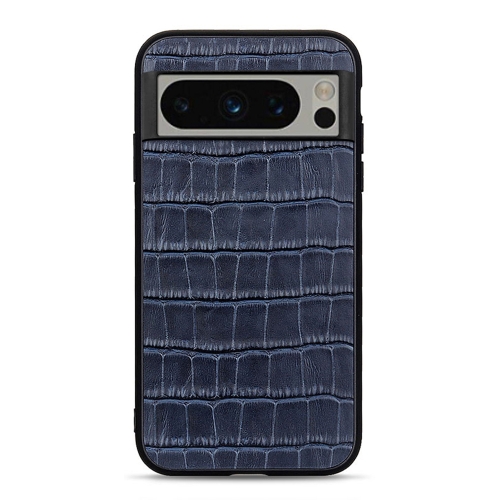 

For Google Pixel 8 Pro Crocodile Texture Genuine Leather Phone Case(Blue)