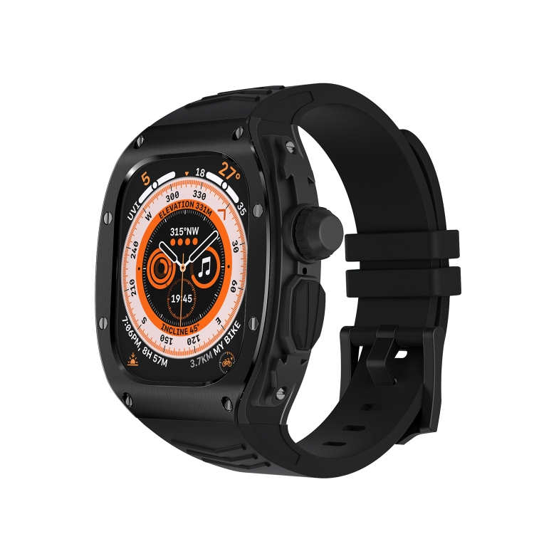 

For Apple Watch Ultra 49mm Armor Stainless Steel Case TPU Watch Band(Black)