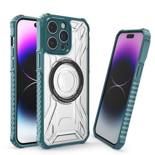 

For iPhone 11 Pro Max Double-sided Non-slip PC+TPU Magsafe Magnetic Phone Case(Dark Green)