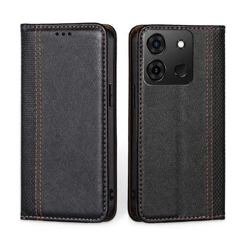 

For Infinix Smart 7 Grid Texture Magnetic Flip Leather Phone Case(Black)
