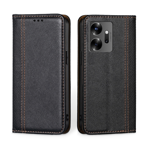 

For Infinix Zero 20 Grid Texture Magnetic Flip Leather Phone Case(Black)