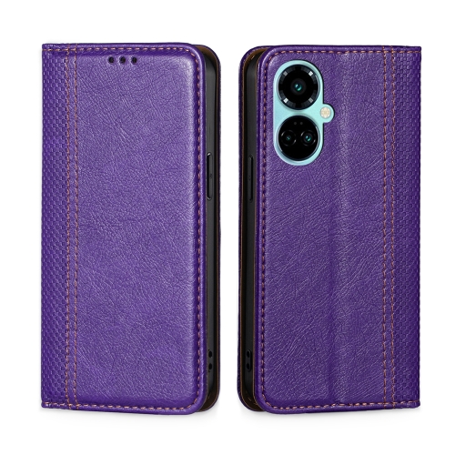 

For Tecno Camon 19 / 19 Pro Grid Texture Magnetic Flip Leather Phone Case(Purple)