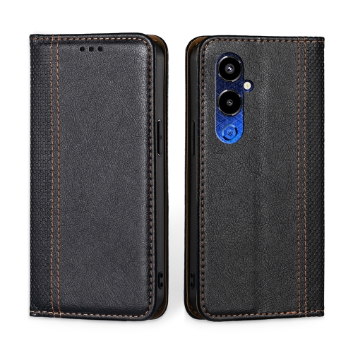 

For Tecno Pova 4 Pro Grid Texture Magnetic Flip Leather Phone Case(Black)