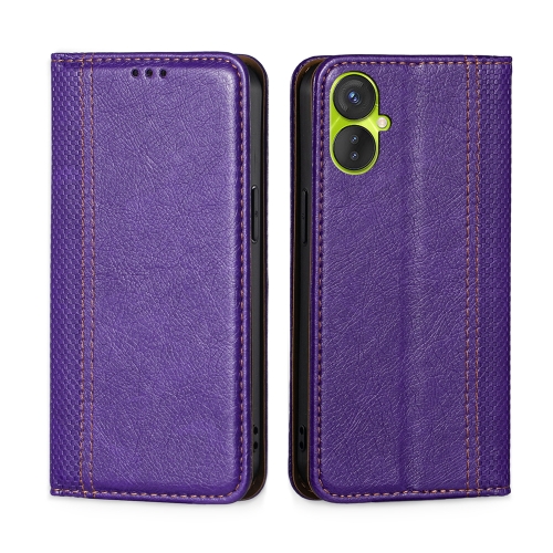 

For Tecno Spark 9 Pro Grid Texture Magnetic Flip Leather Phone Case(Purple)