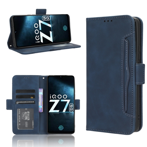 

For vivo iQOO Z7x Skin Feel Calf Texture Card Slots Leather Phone Case(Blue)