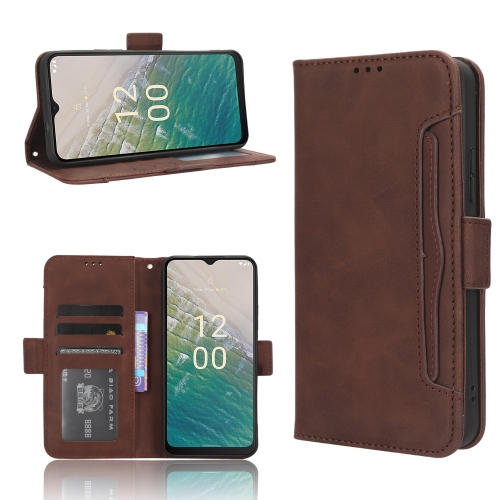 

For Nokia C32 4G Skin Feel Calf Texture Card Slots Leather Phone Case(Brown)