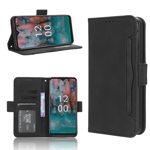 

For Nokia C12 Skin Feel Calf Texture Card Slots Leather Phone Case(Black)