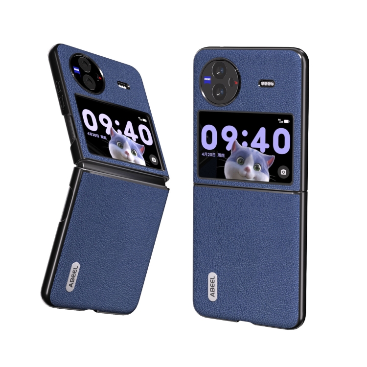 

For vivo X Flip Genuine Leather Luolai Series Phone Case(Dark Blue)