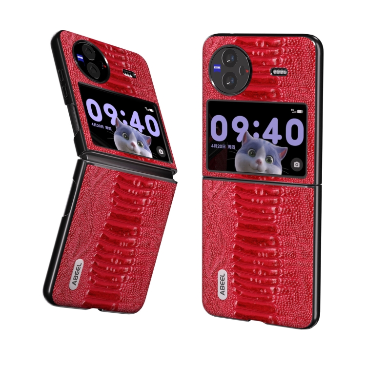 

For vivo X Flip Genuine Leather Weilai Series Phone Case(Red)