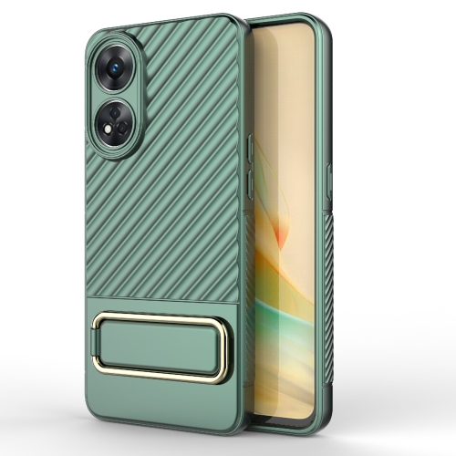 

For OPPO Reno8 T 4G Wavy Textured Phone Case (Green)