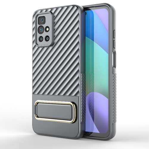 

For Xiaomi Redmi 10 Wavy Textured Phone Case with Lens Film(Grey)