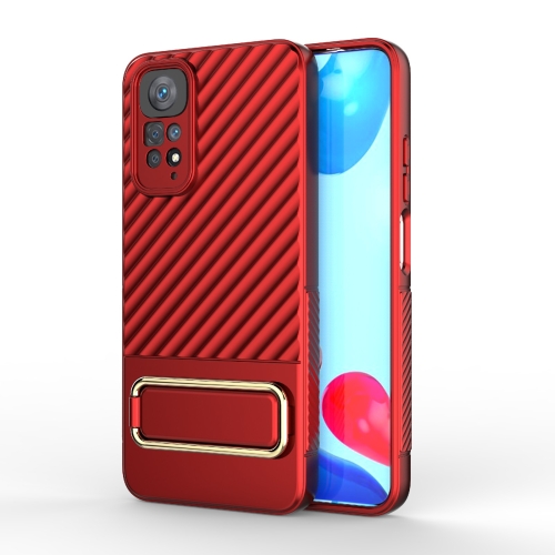 

For Xiaomi Redmi Note 11 Global Wavy Textured Phone Case with Lens Film(Red)