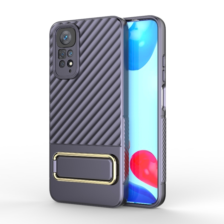 

For Xiaomi Redmi Note 11s Wavy Textured Phone Case with Lens Film(Purple)
