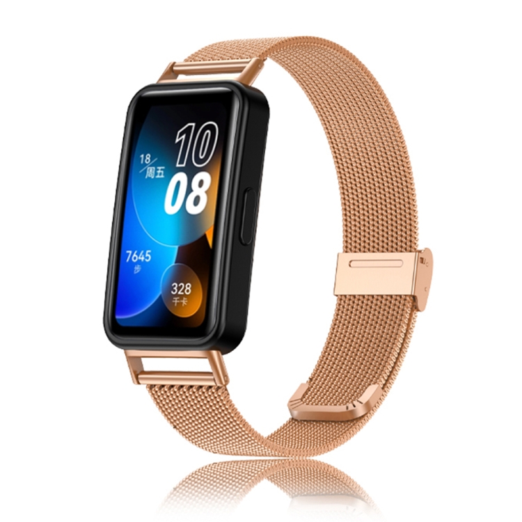 

For Huawei Band 8 16mm Milan Stainless Steel Metal Mesh Watch Band(Rose Gold)
