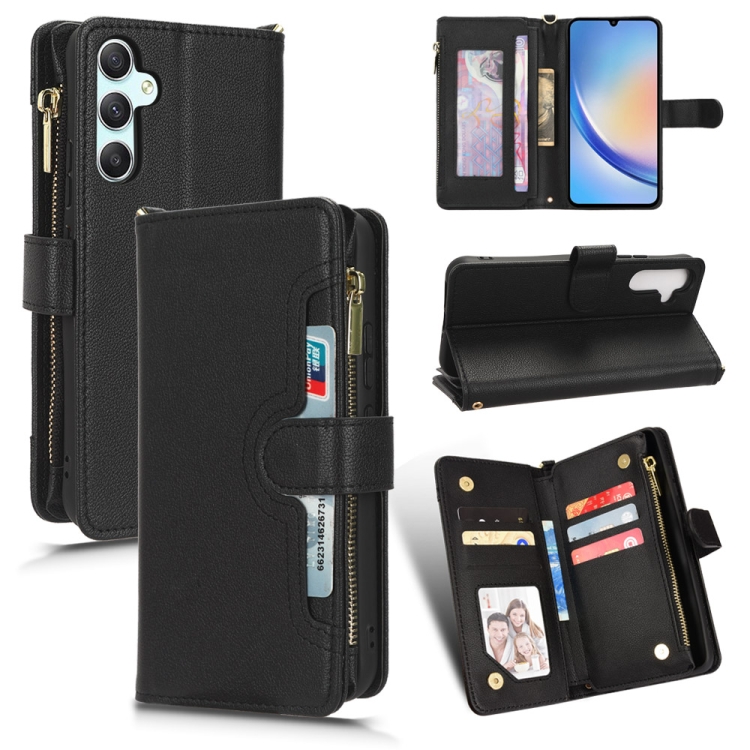 

For Samsung Galaxy A34 5G Litchi Texture Zipper Leather Phone Case(Black)