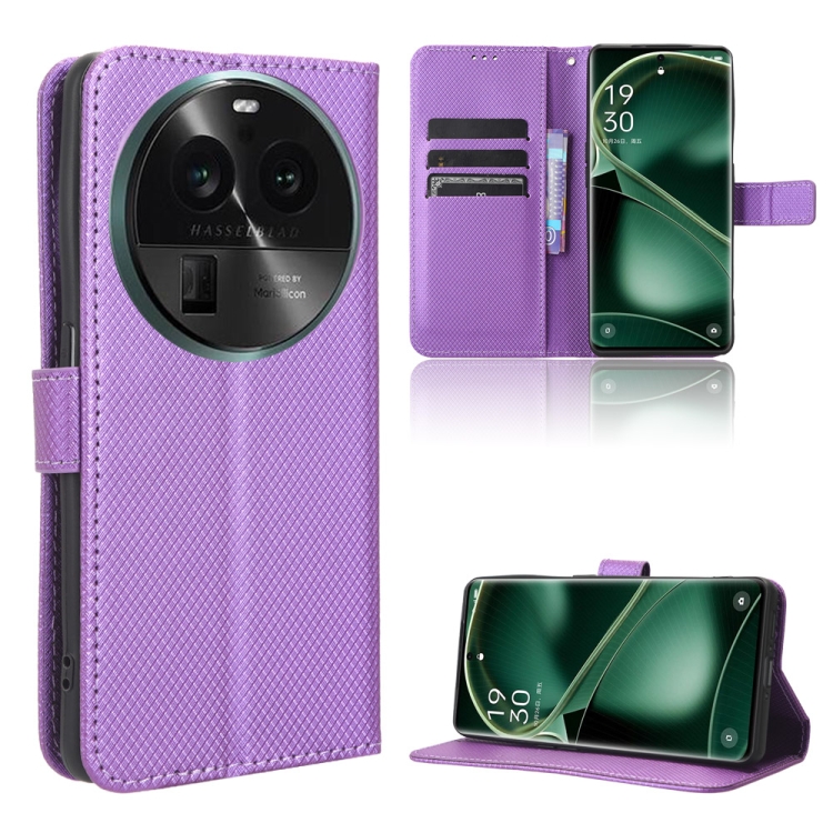 

For OPPO Find X6 Diamond Texture Leather Phone Case(Purple)