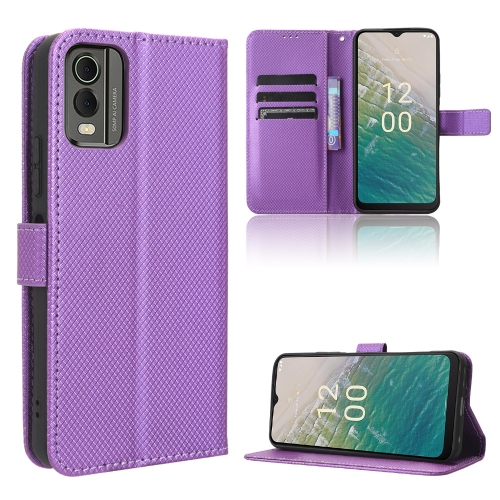 

For Nokia C32 4G Diamond Texture Leather Phone Case(Purple)