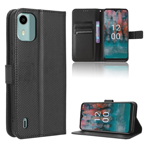 

For Nokia C12 Diamond Texture Leather Phone Case(Black)