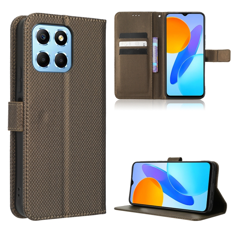 

For Honor 70 Lite / X6 4G Diamond Texture Leather Phone Case(Brown)