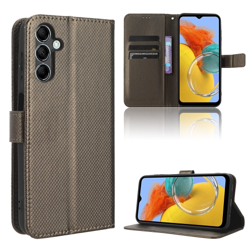 

For Samsung Galaxy M14 5G Diamond Texture Leather Phone Case(Brown)