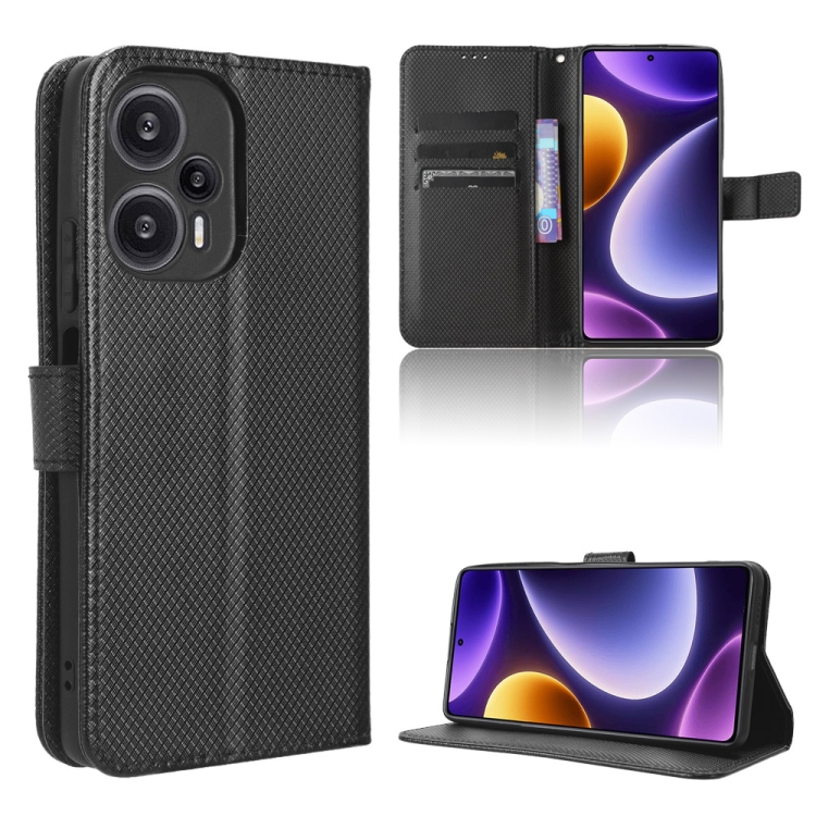

For Xiaomi Redmi Note 12 Turbo 5G Diamond Texture Leather Phone Case(Black)