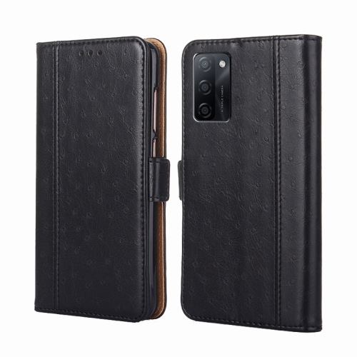 

For OPPO A55S 5G Ostrich Texture Horizontal Flip Leather Phone Case(Black)