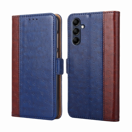 

For Samsung Galaxy M14 5G Ostrich Texture Horizontal Flip Leather Phone Case(Blue)