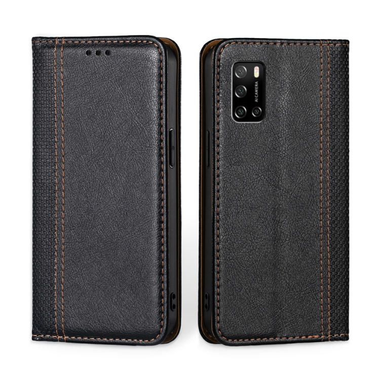 

For Rakuten Big S Grid Texture Magnetic Flip Leather Phone Case(Black)