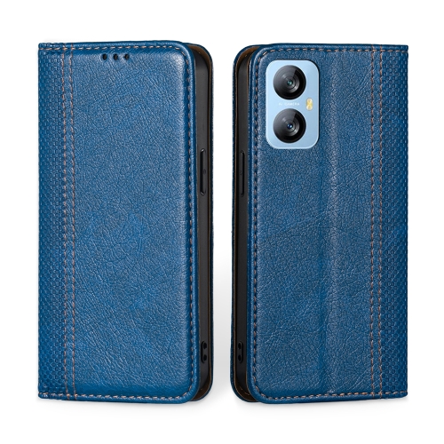 

For Blackview A52 Grid Texture Magnetic Flip Leather Phone Case(Blue)