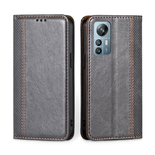 

For Blackview A85 Grid Texture Magnetic Flip Leather Phone Case(Grey)