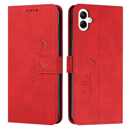 

For Samsung Galaxy M14 5G / F14 5G Skin Feel Heart Pattern Leather Phone Case(Red)