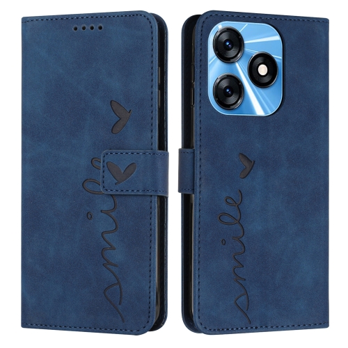 

For Tecno Spark 10 Skin Feel Heart Pattern Leather Phone Case(Blue)