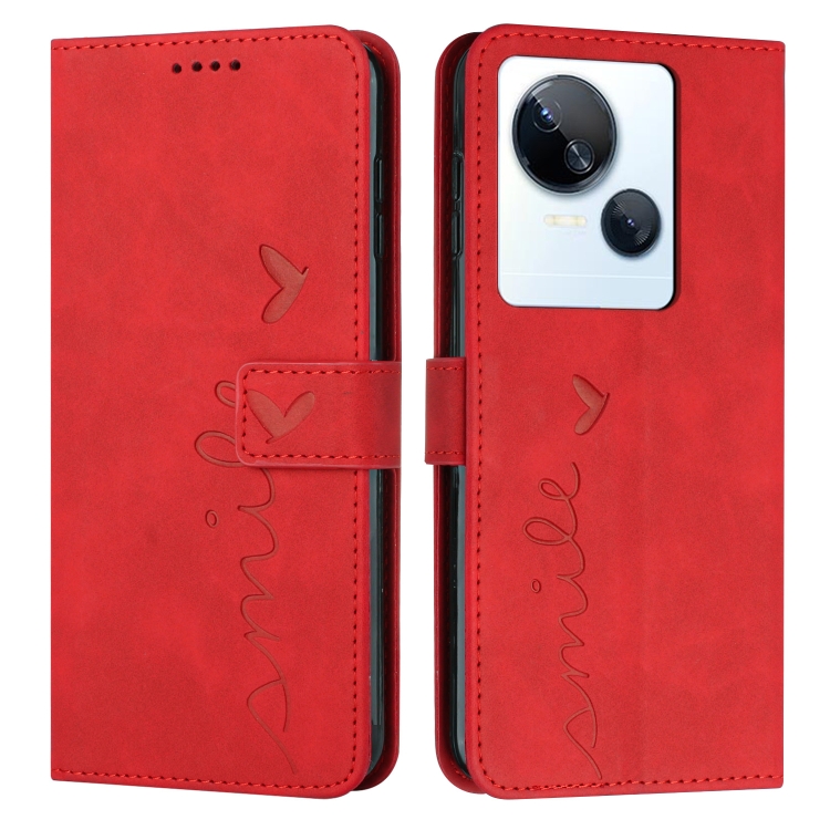 

For Tecno Spark 10 5G Skin Feel Heart Pattern Leather Phone Case(Red)