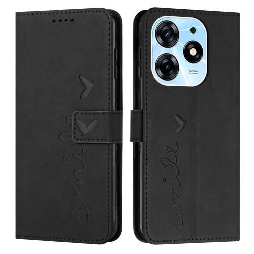 

For Tecno Spark 10 Pro Skin Feel Heart Pattern Leather Phone Case(Black)